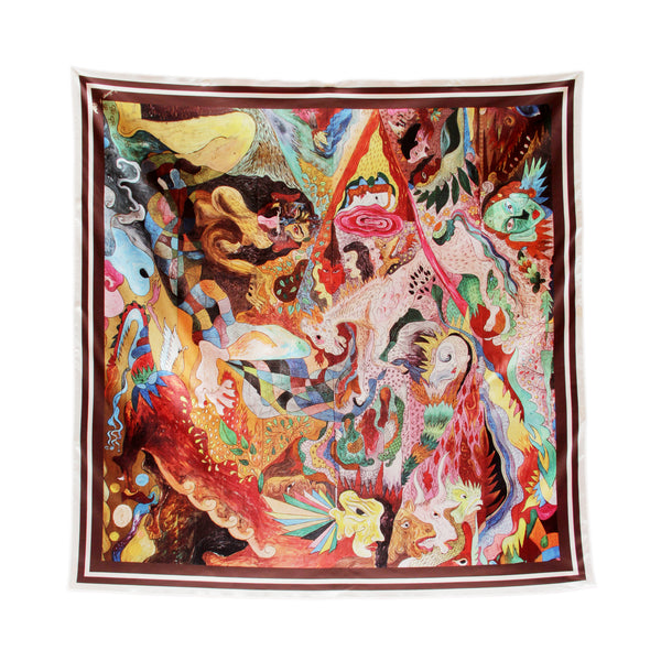 Satin Square Scarf (Brown) – Shop at Mizuma Satin Square Scarf (Brown) – Shop at Mizuma