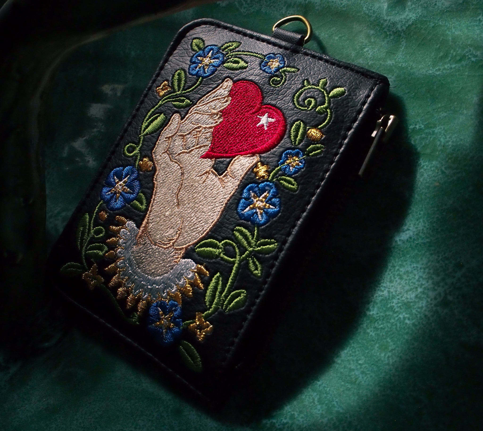 Cupid's Touch Embroidered Faux Leather Card Wallet